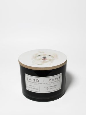 Sand + Paws Vanilla Sandalwood 12 oz scented candle